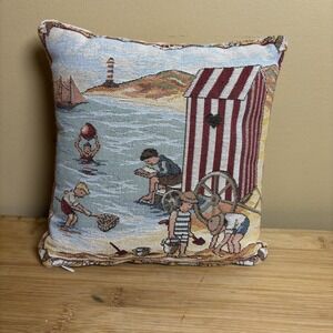 Iosis Paris Tapestry Pillow 8x8 Beach Scene French Decorative‎ Cushion France